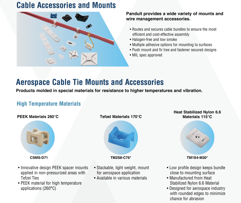 Panduit Cable Accessories and Mounts product features.