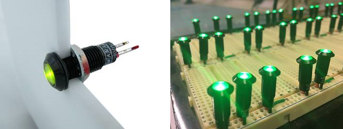 Marl 612 Series LEDs on a chassis and breadboard.